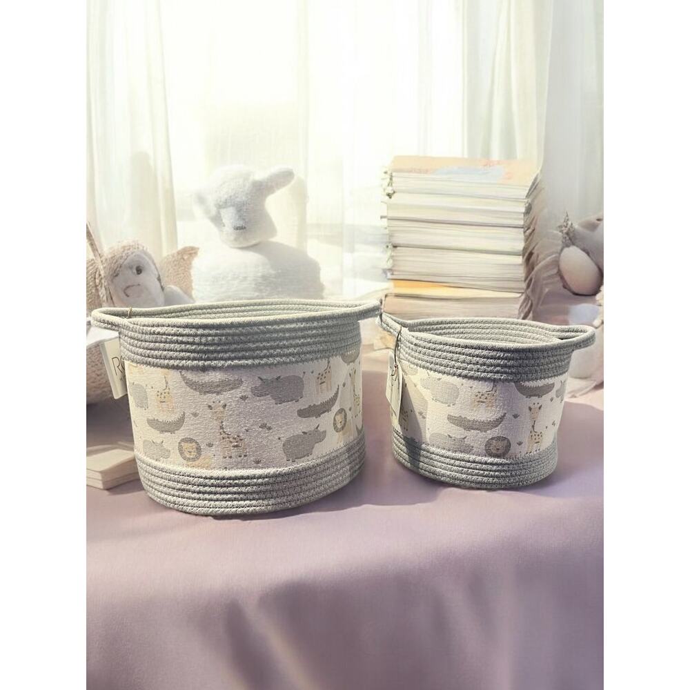 Hand Woven Baby Storage Baskets-Set of 2-RGI Home Nursery Organizer Bins-New-Toy